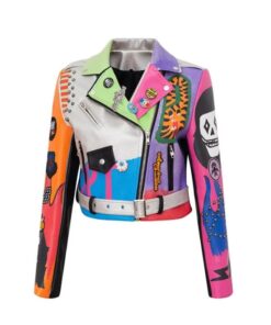 Veste année 80 multicolore punk