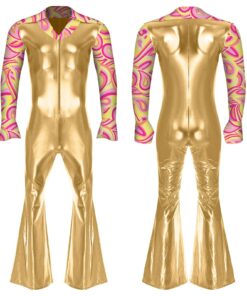 Combinaison Disco Homme Dorée & Psyché Rose