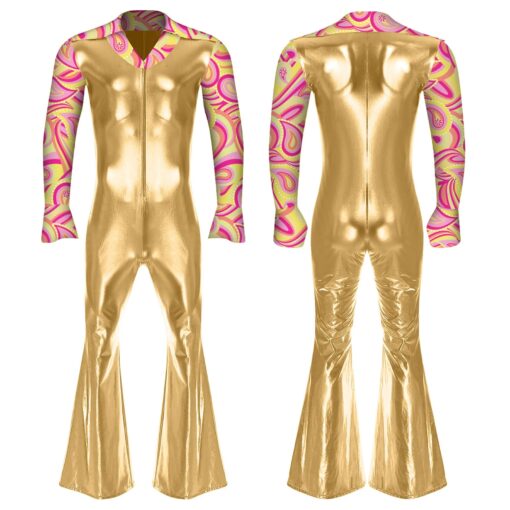 Combinaison Disco Homme Dorée & Psyché Rose