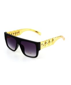 Lunettes année 80 bling doré
