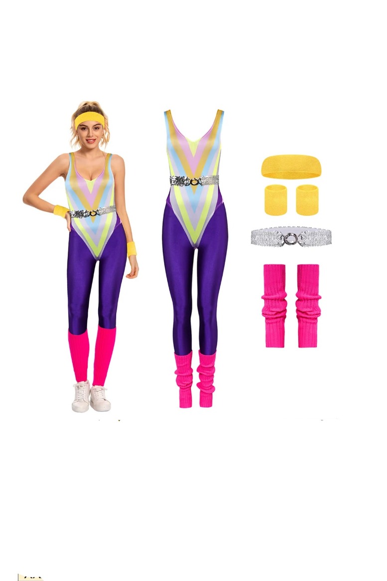 Tenue fitness année 80 multicolore