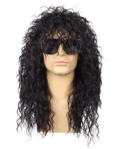 Perruque Rock Star Noire Homme Années 80