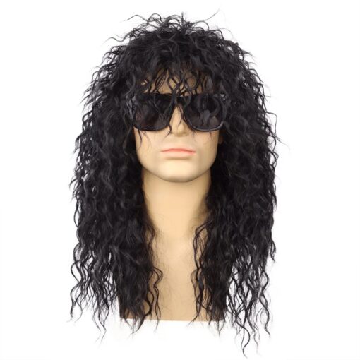 Perruque Rock Star Noire Homme Années 80