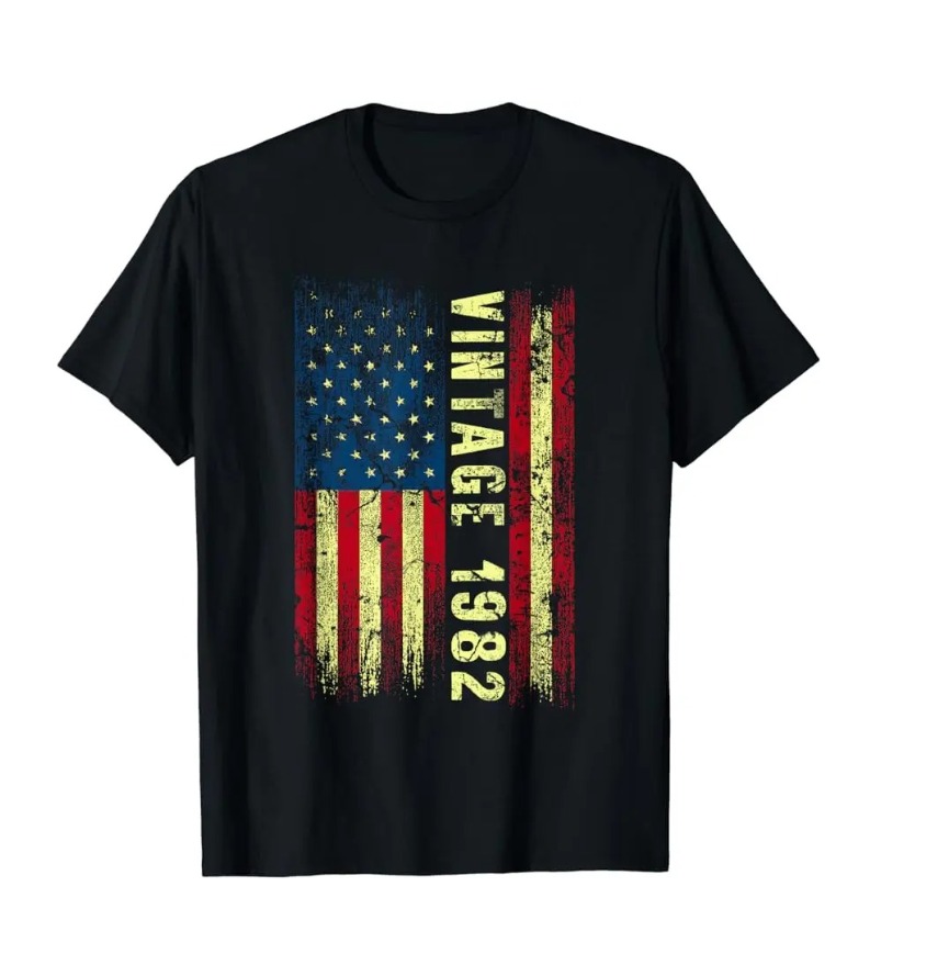 T-shirt année 1982 Drapeau USA