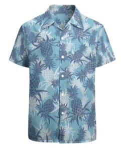 Chemise Année 80 Ananas Bleue