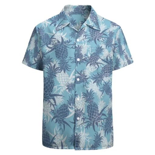 Chemise Année 80 Ananas Bleue