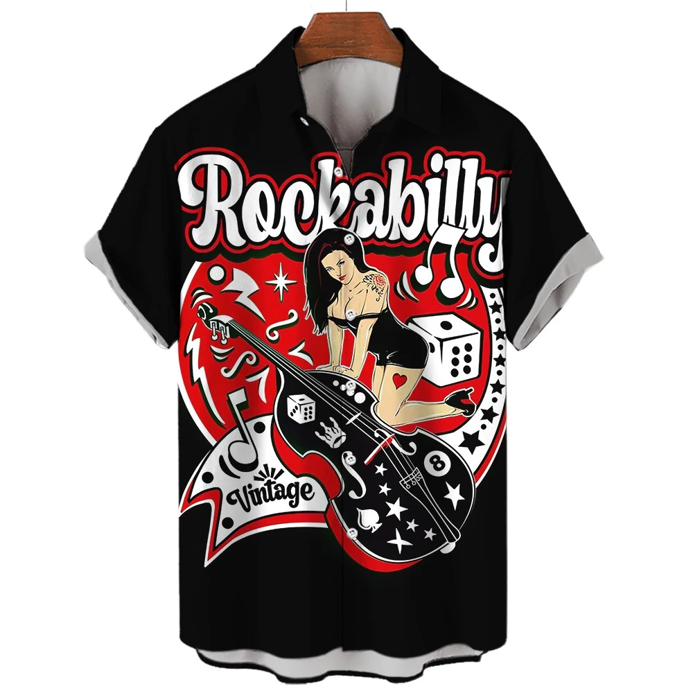 Chemise année 80 rockabilly pin-up vintage
