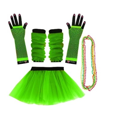 Set années 80 fluo vert femme