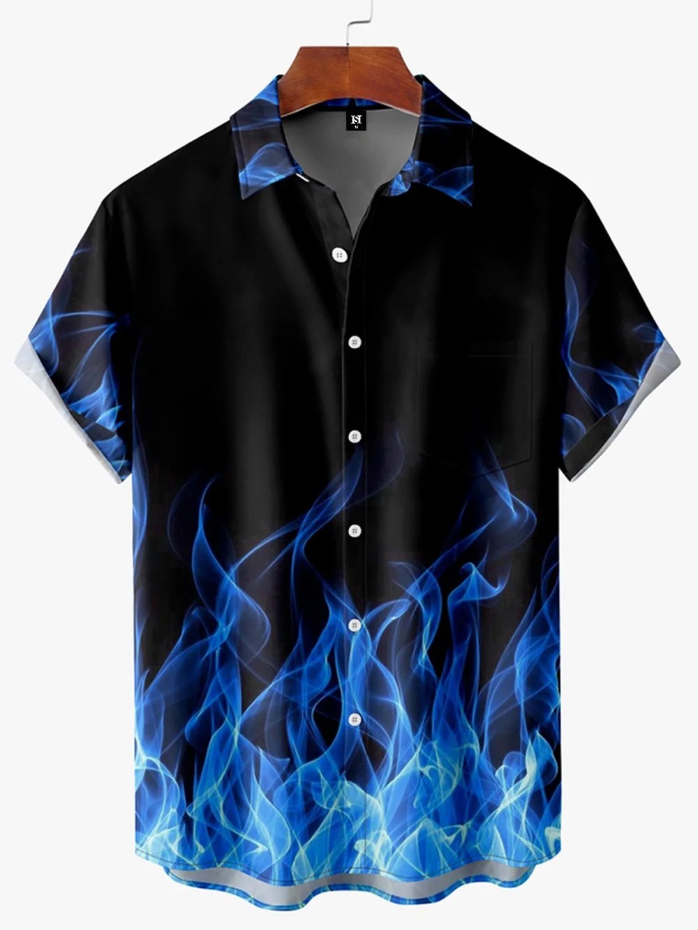 Chemise année 80 flamme bleue