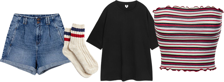 Tenue été vintage avec short en jean et top rayé style année 80