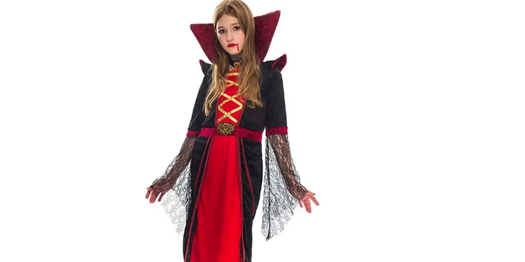 Déguisement vampire élégant rouge lèvres femme