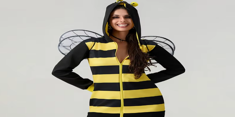 Déguisement abeille rayures jaune noir femme