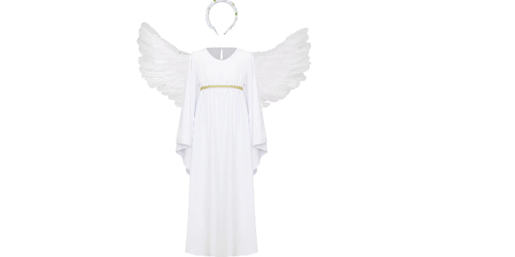 Déguisement ange robe blanche auréole femme