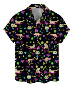 Chemise Chat Skateur Cosmique Années 80